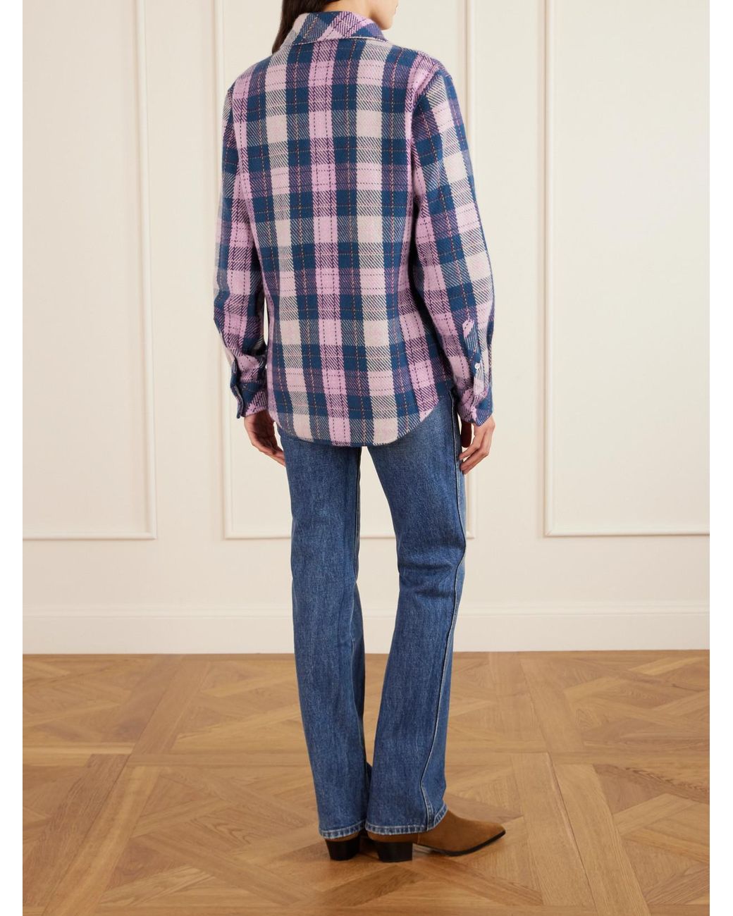 God's True Cashmere Blue Checked Cashmere Shirt