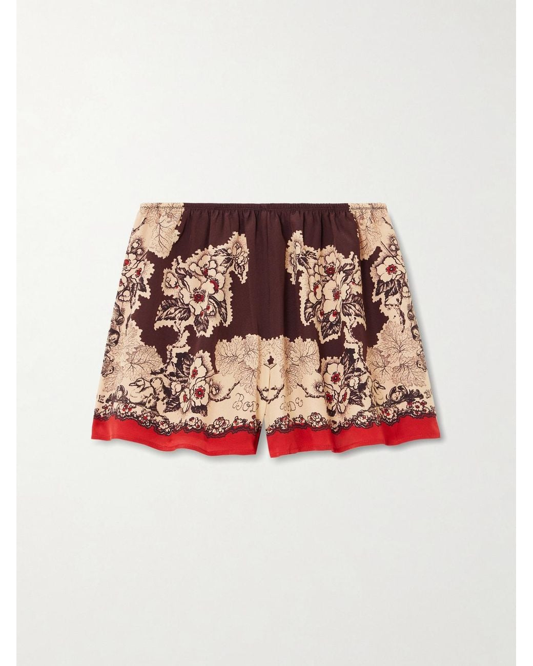 Bode Metallic Storybook Tap Printed Silk Shorts