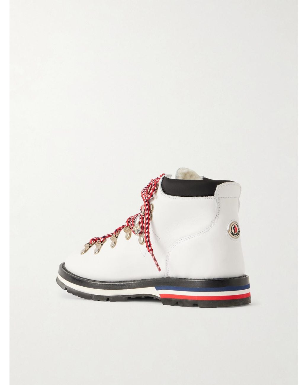 Moncler Metallic Blanche Shearling-lined Leather Ankle Boots