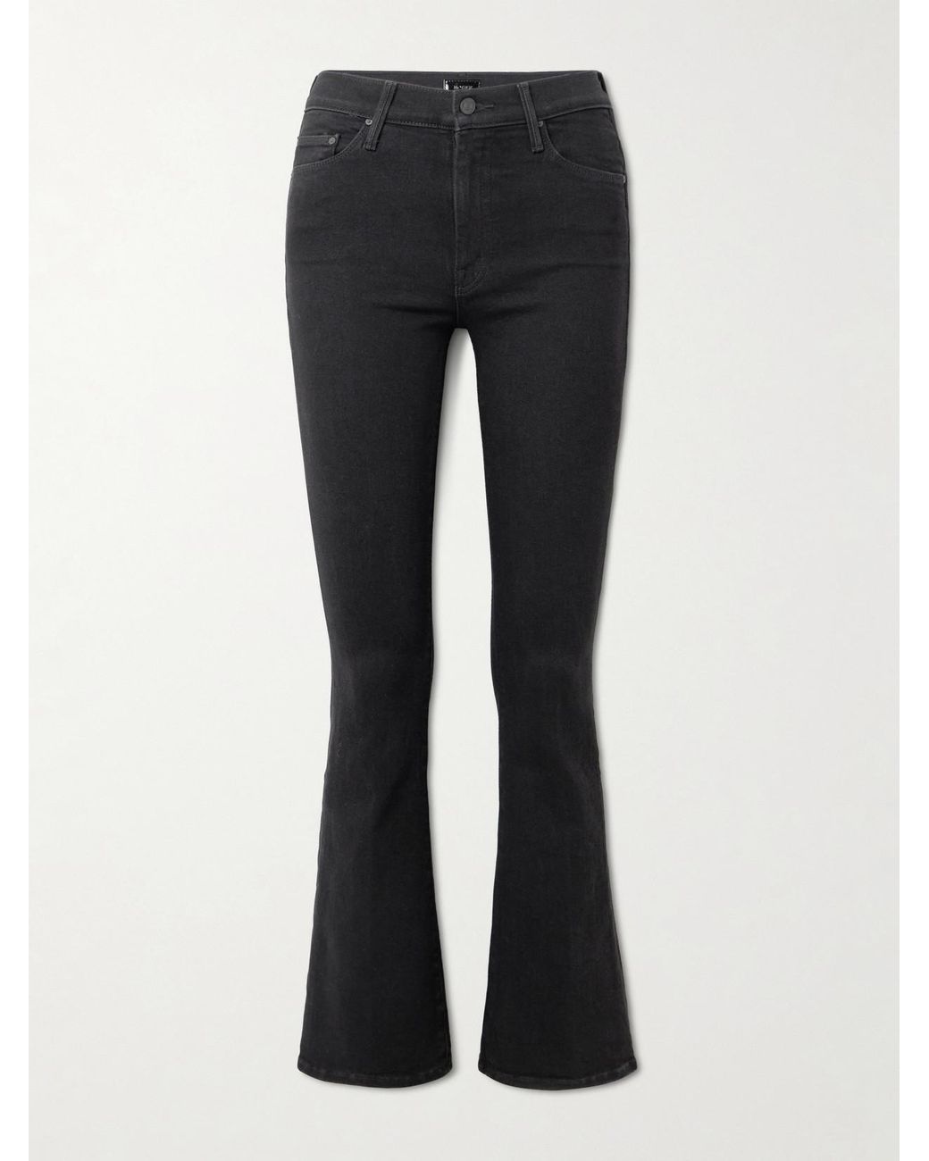 Mother Black The Weekender Mid-Rise Flared Jeans