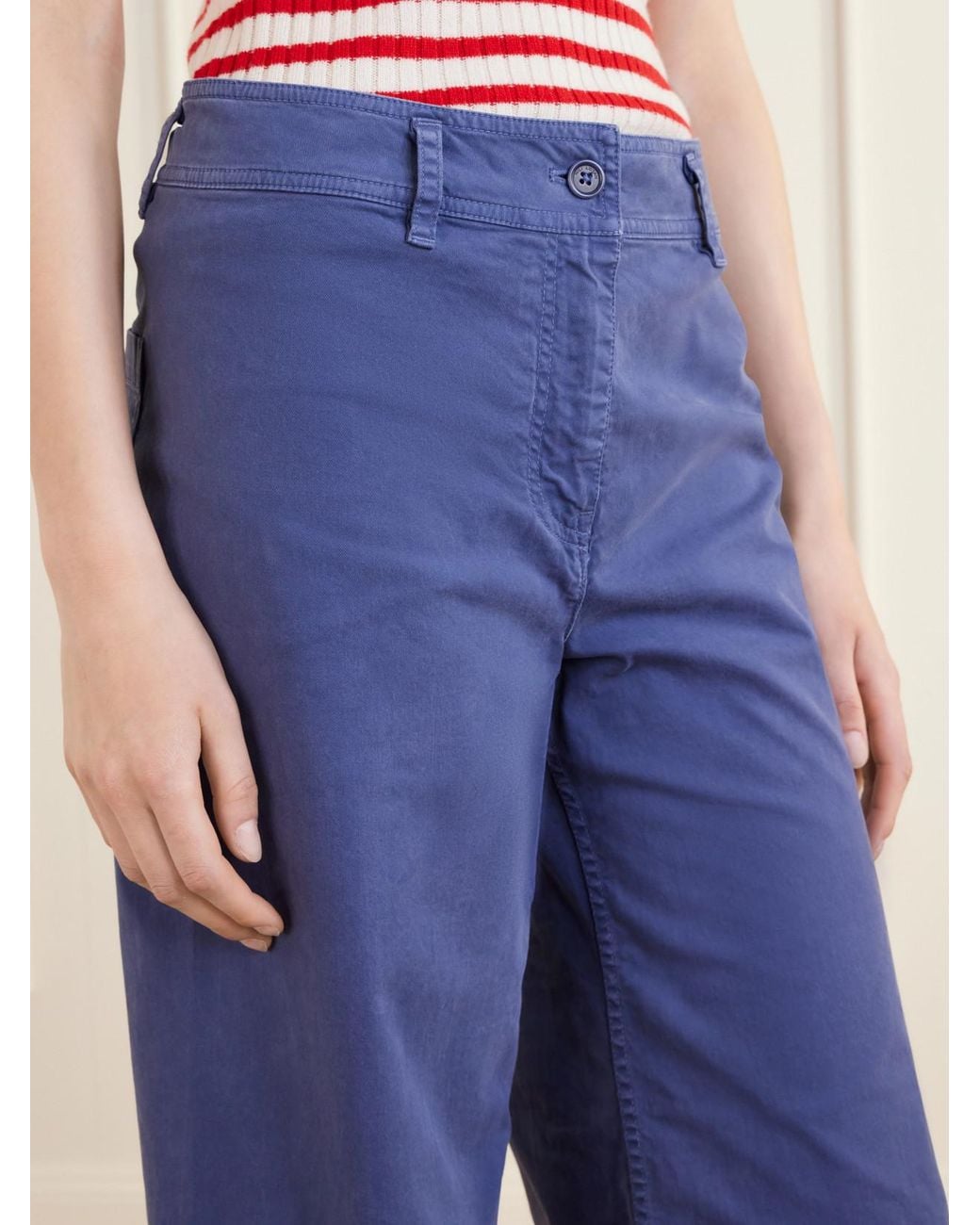 Nili Lotan Blue Megan Cotton-Blend Wide-Leg Pants