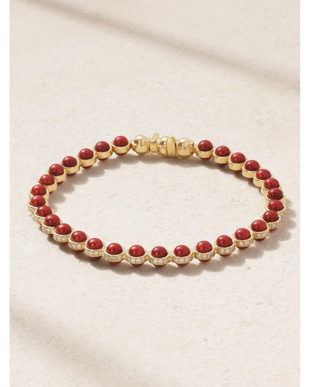 L'Atelier Nawbar Pink The Atom 18-Karat, Diamond And Enamel Tennis Bracelet