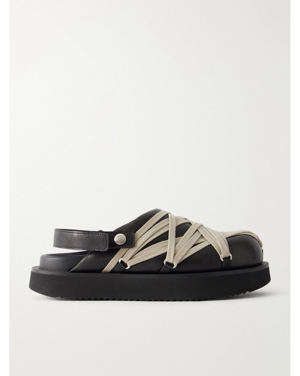Rick Owens Black Megalace Platform Leather Mules