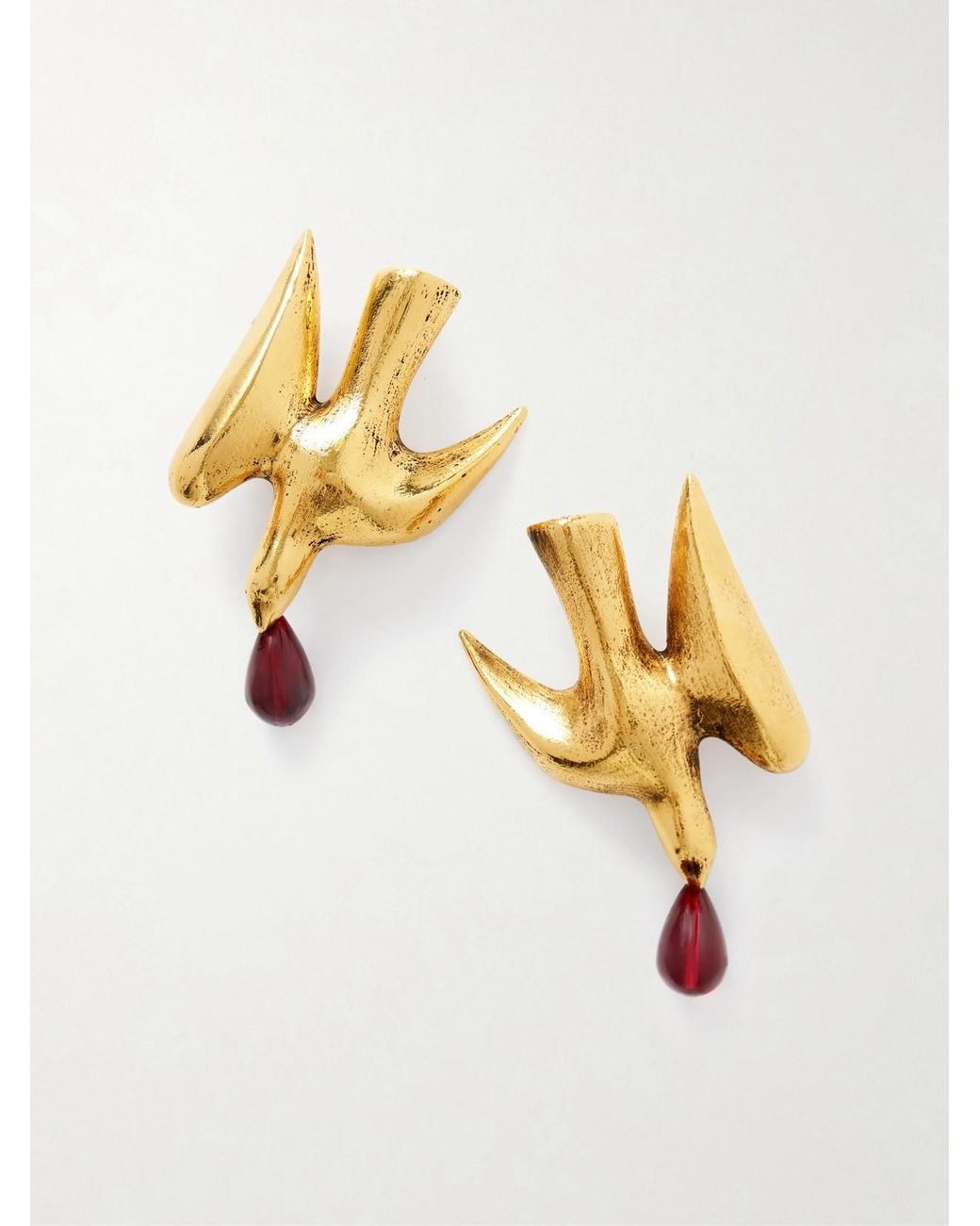 Saint Laurent Metallic Dove-Tone Metal And Resin Earrings