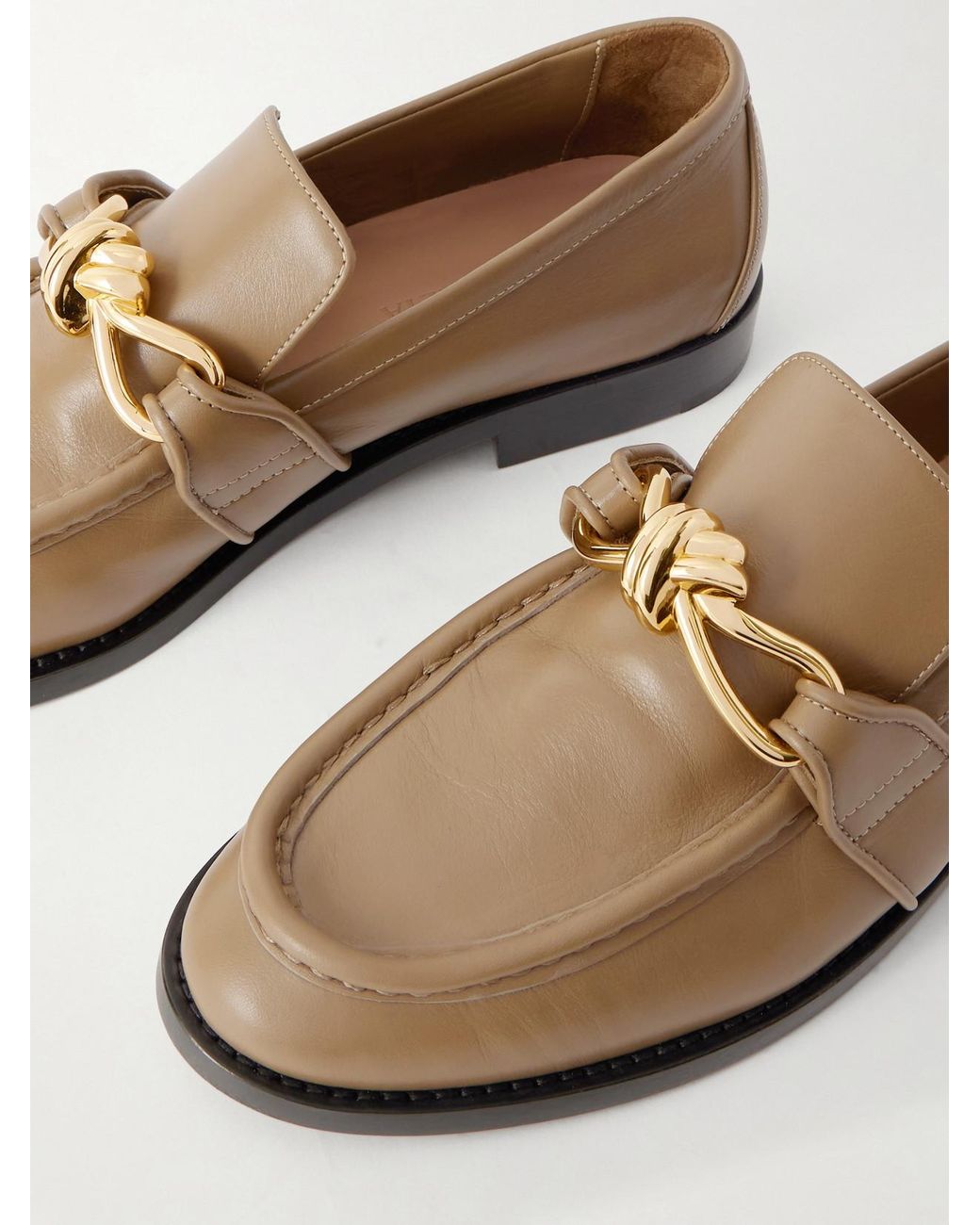 Bottega Veneta White Astaire Embellished Leather Loafers