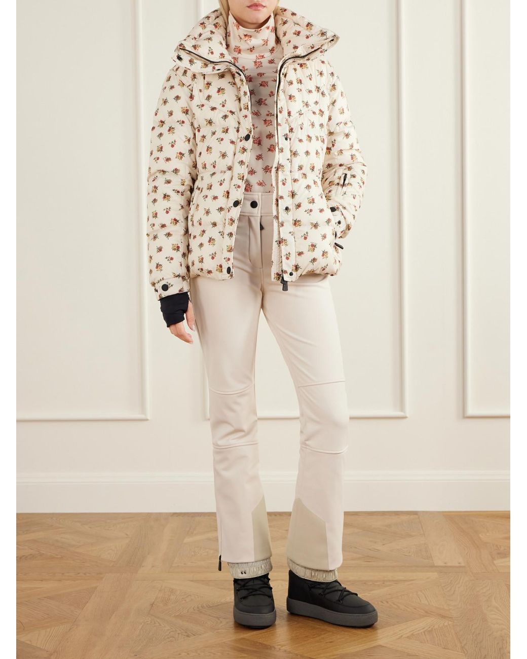 Moncler Natural Floral-Print Stretch-Jersey Base Layer