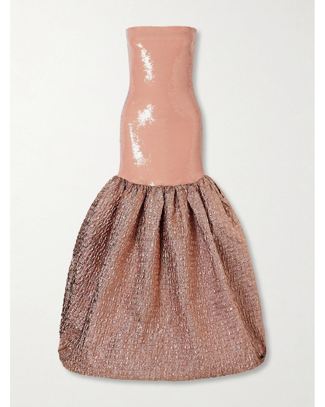 Dima Ayad Pink Sequin-Embellished Cloqué Gown