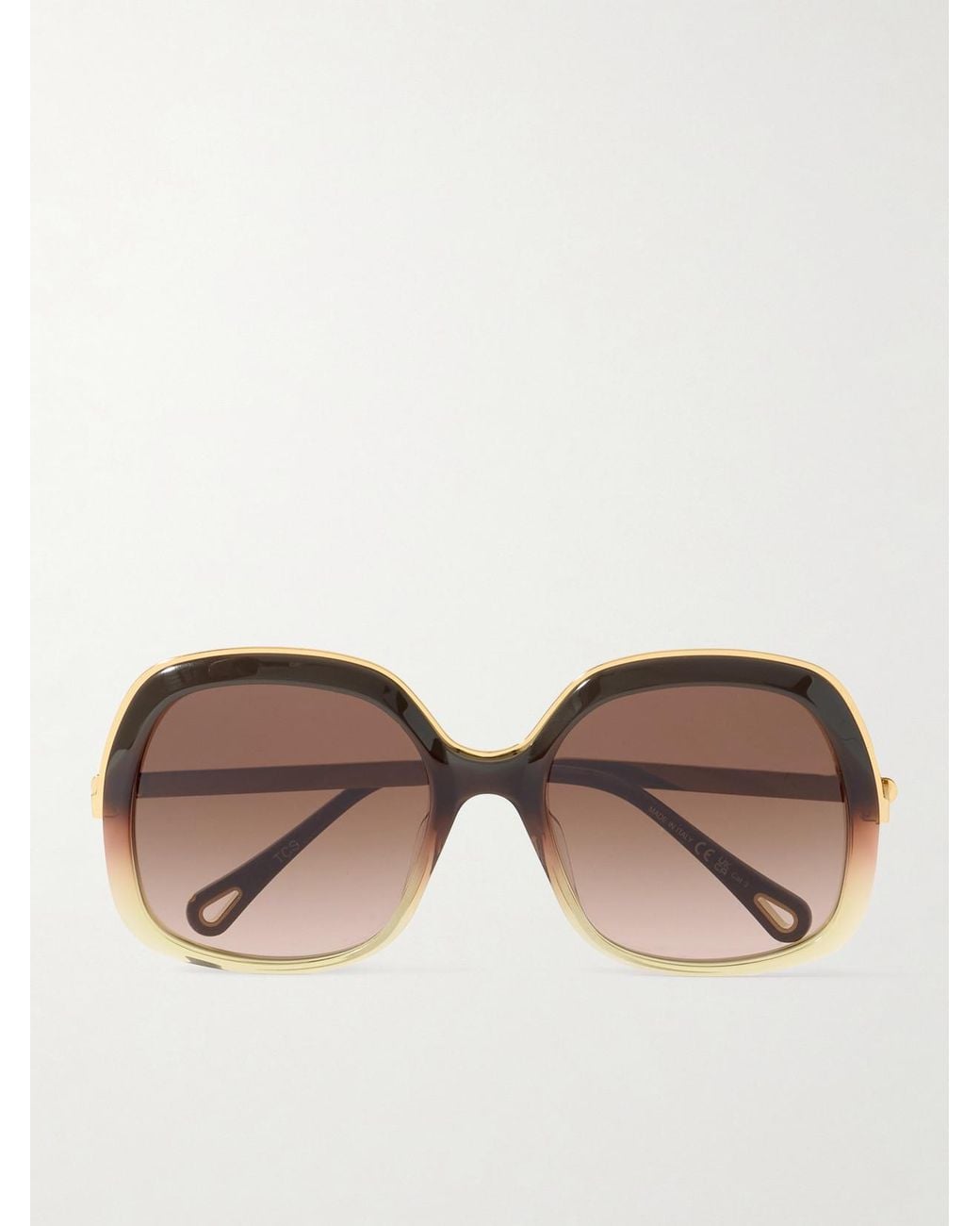 Chloé Brown Aly Square-Frame Acetate And-Tone Sunglasses