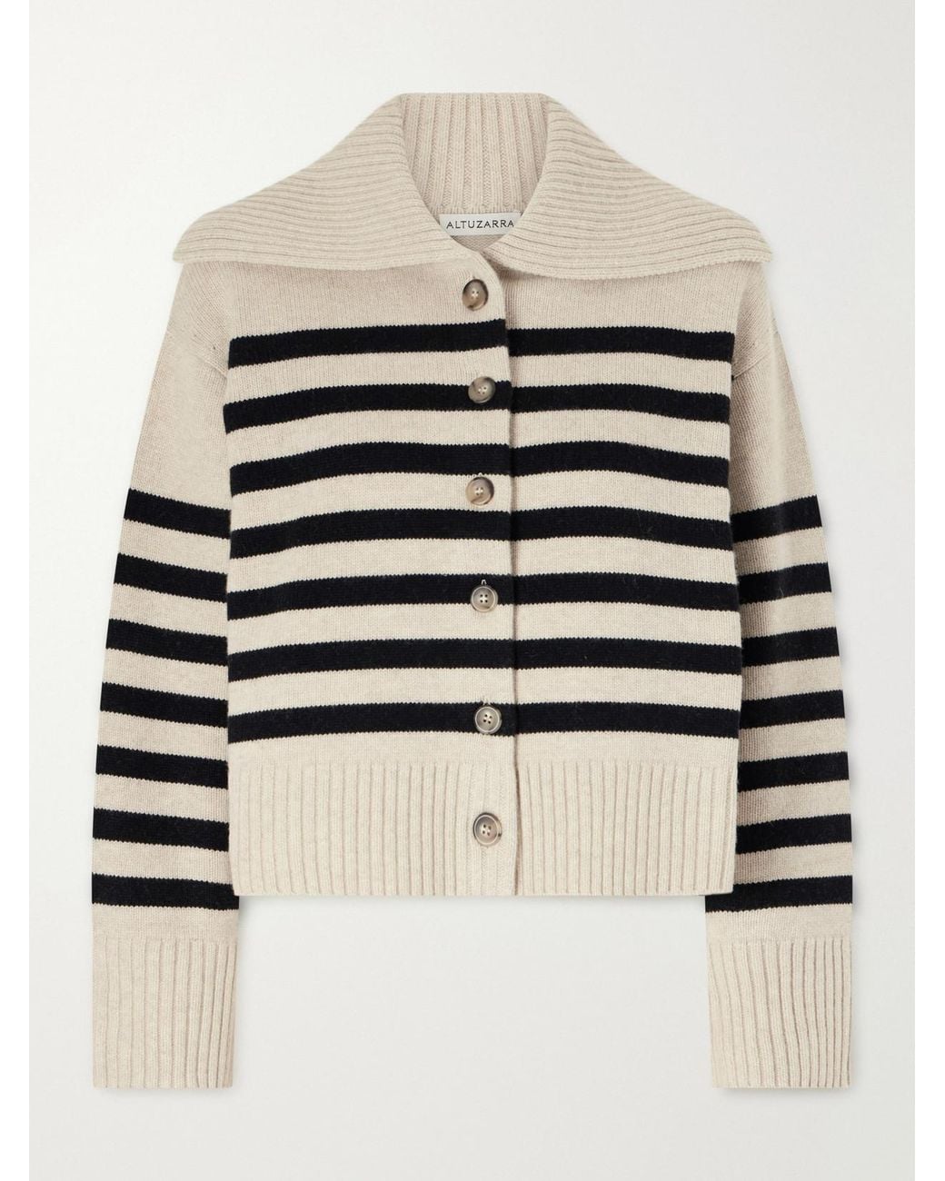 Altuzarra Natural Rainger Striped Wool-Blend Cardigan