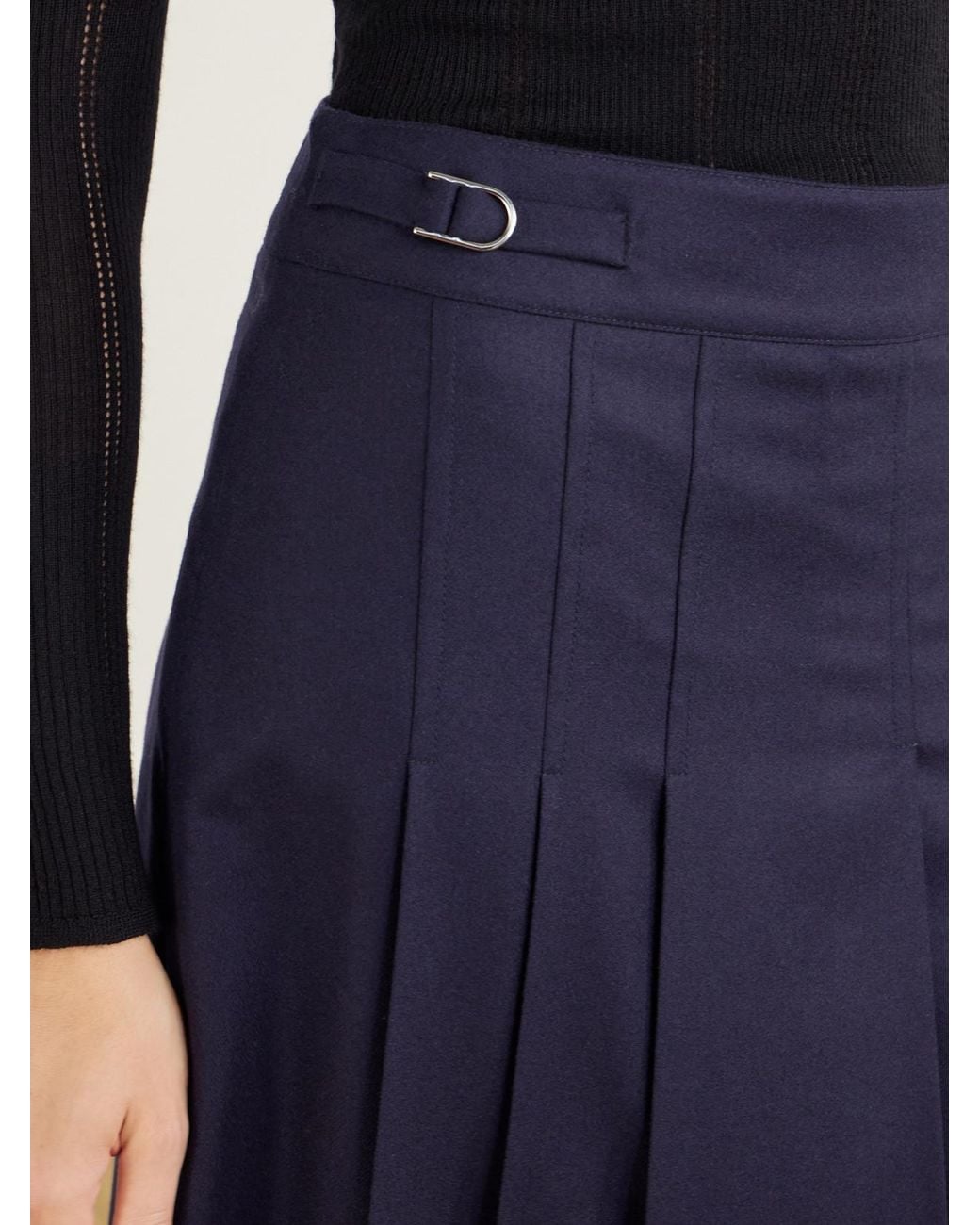 Gabriela Hearst Blue Wesley Pleated Wool And Cashmere-Blend Twill Midi Skirt
