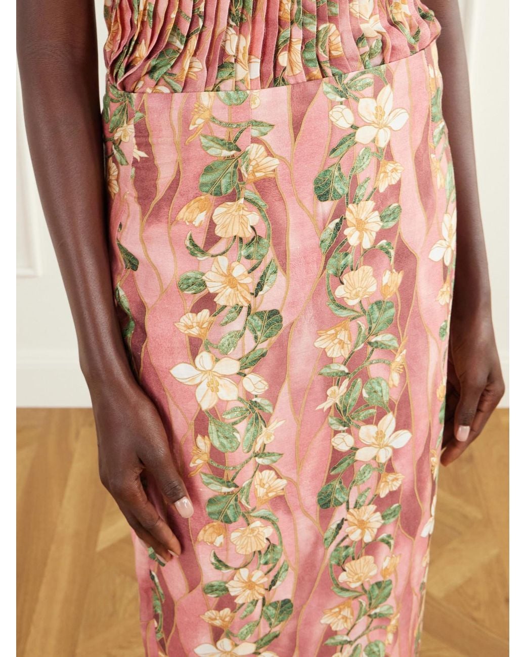 Agua Bendita White Lirica Cauca Floral-Print Linen-Woven Maxi Skirt