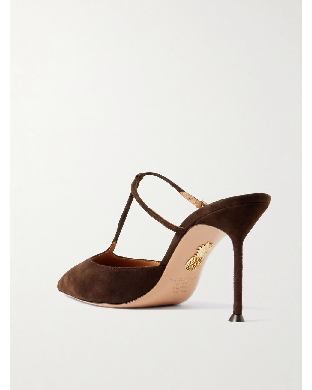 Aquazzura Brown Sorbonne 85 Suede Mules