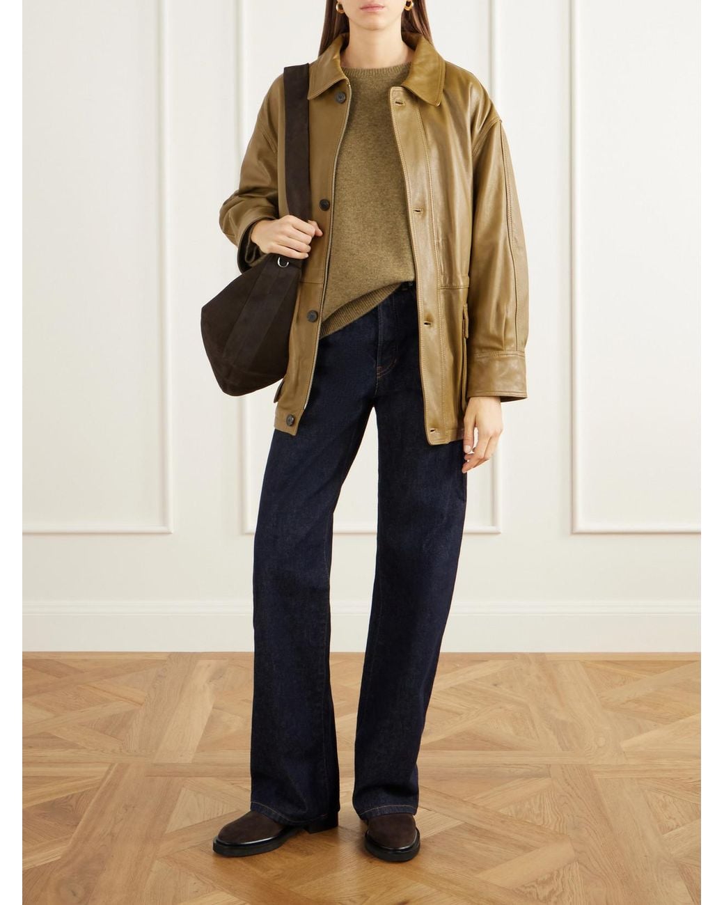 Arma Green Maeve Paneled Leather Jacket