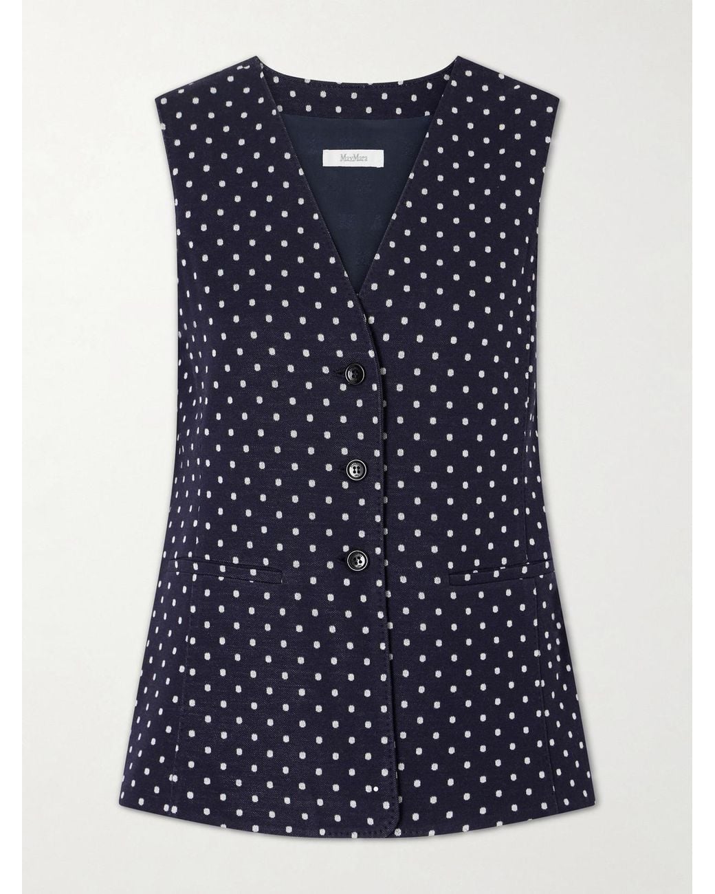Max Mara Blue Rivolo Polka-Dot Woven Waistcoat