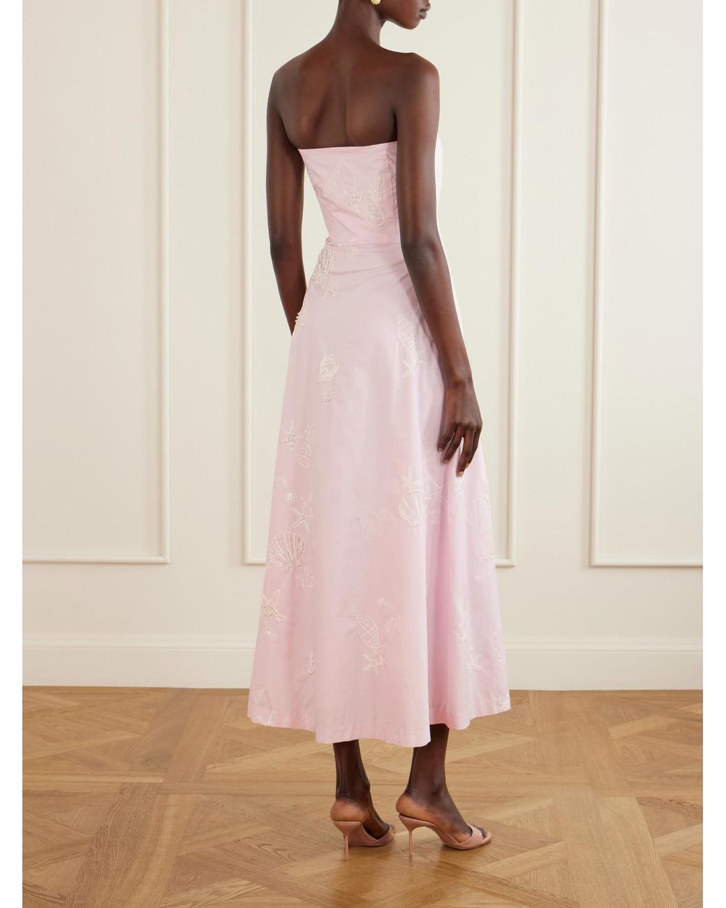 BERNADETTE Pink Odette Cotton Embroidered Dress