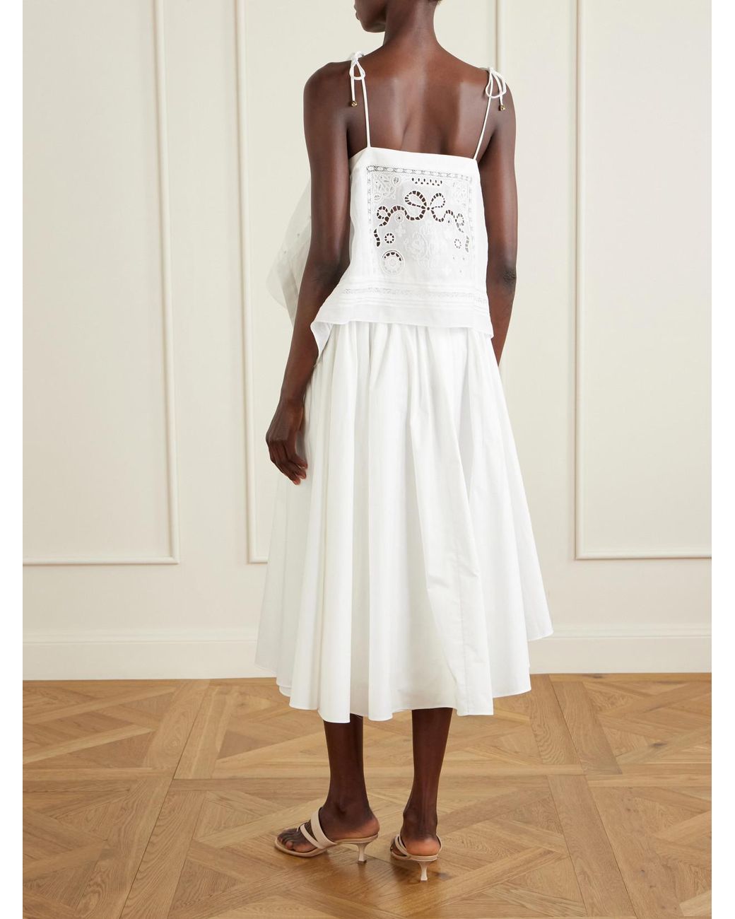 Self-Portrait White Embroidered Ramie Top