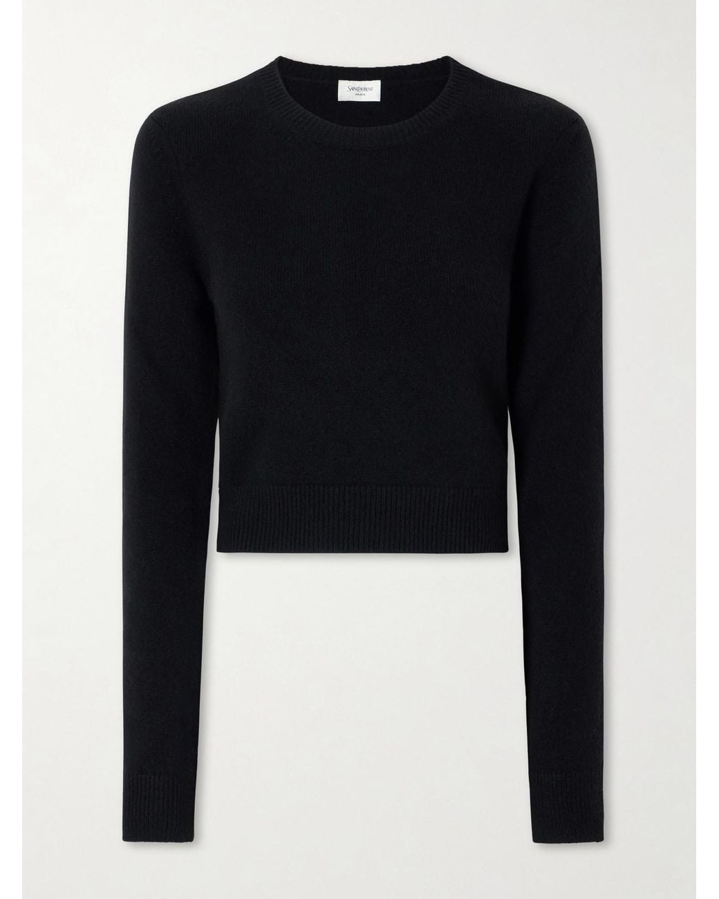 Saint Laurent Black Cropped Cashmere Sweater