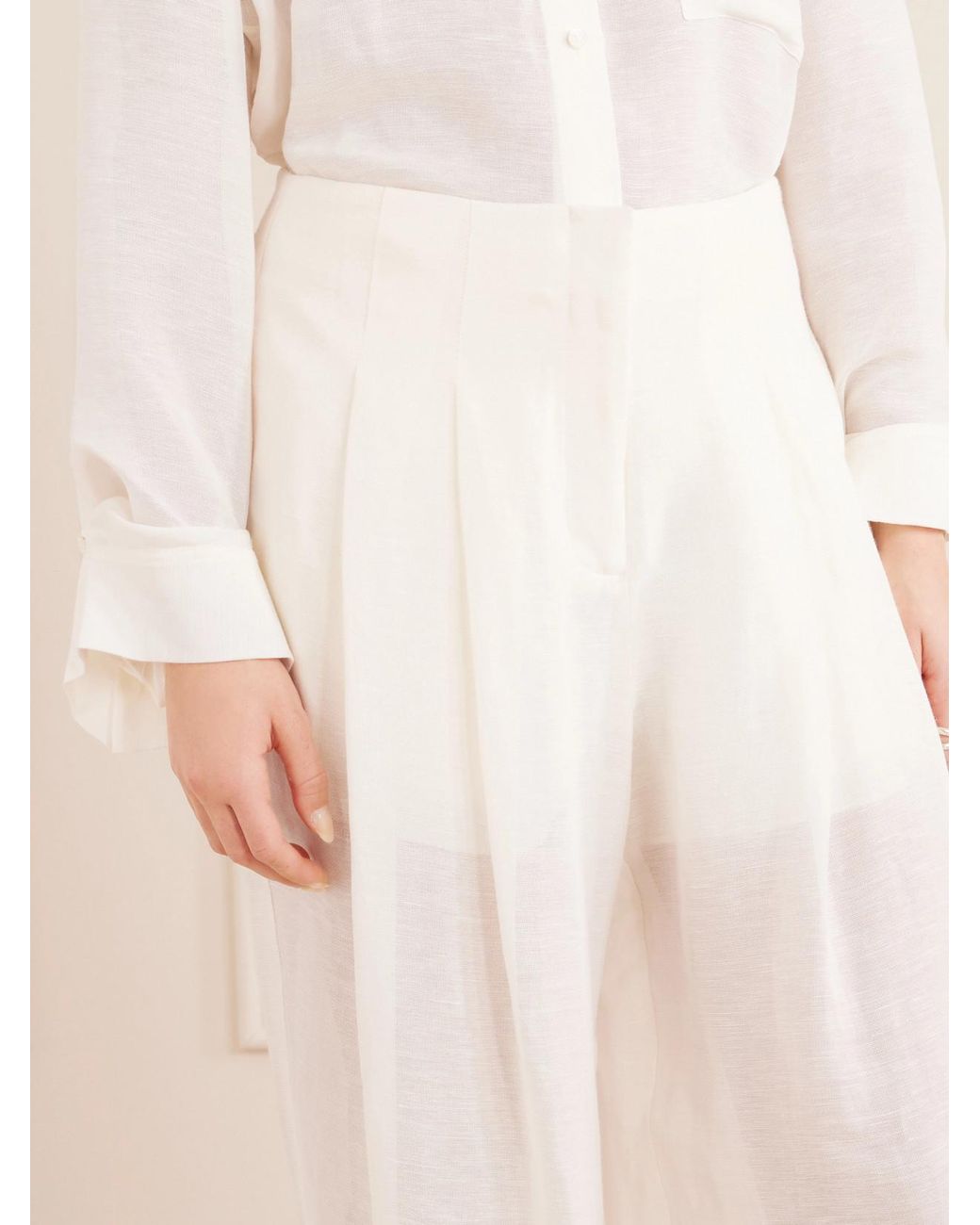 Twp White Carries Linen And Silk-Blend Wide-Leg Pants