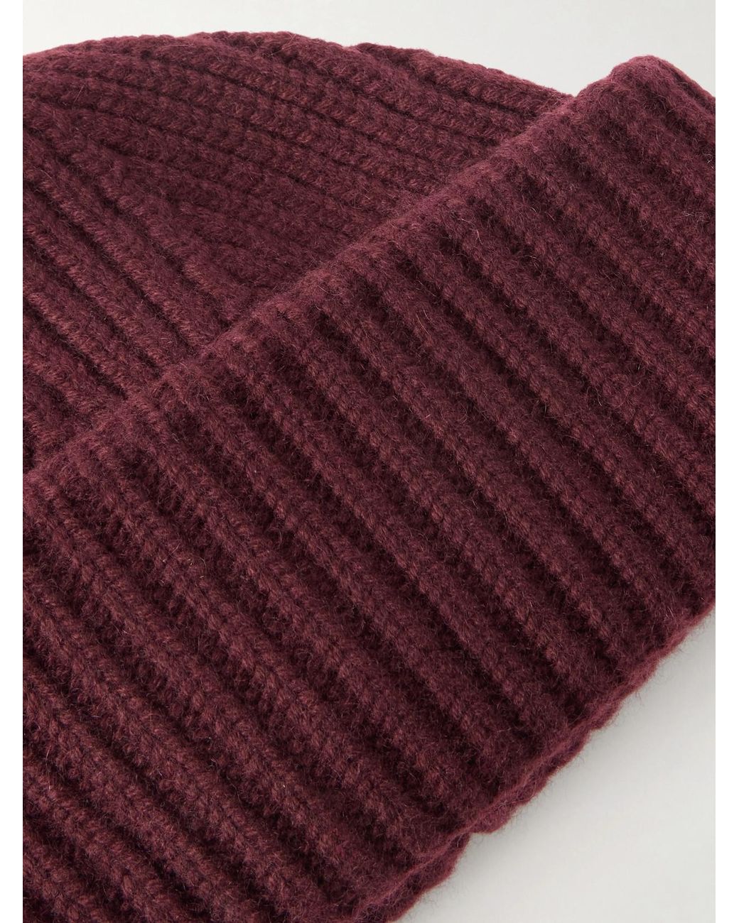 Yves Salomon Red Ribbed Wool And Cashmere-Blend Beanie
