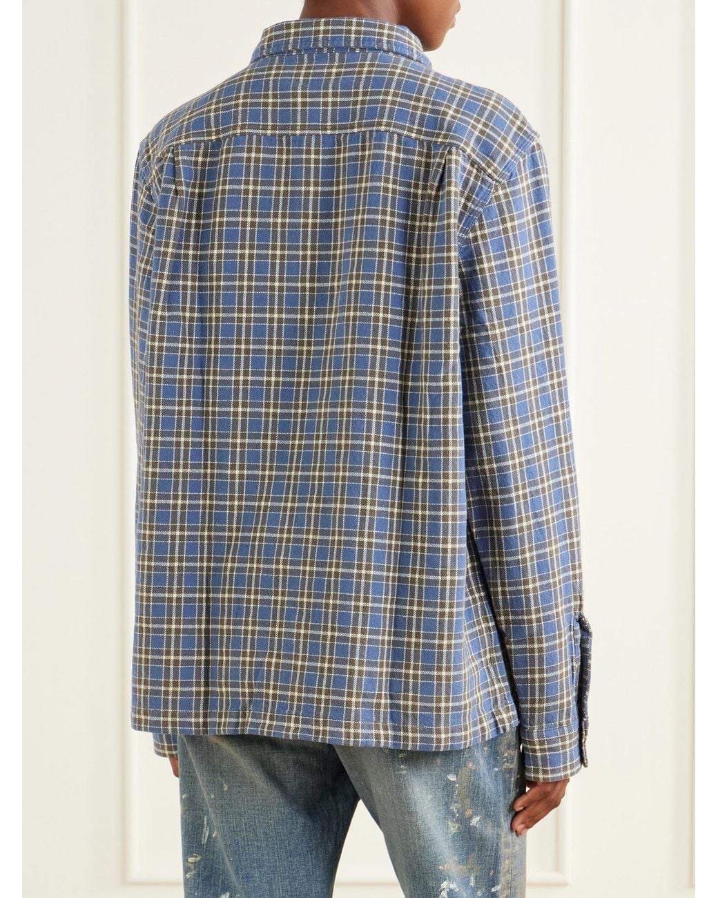 RRL Blue Matlock Camp Checked Cotton-Twill Shirt