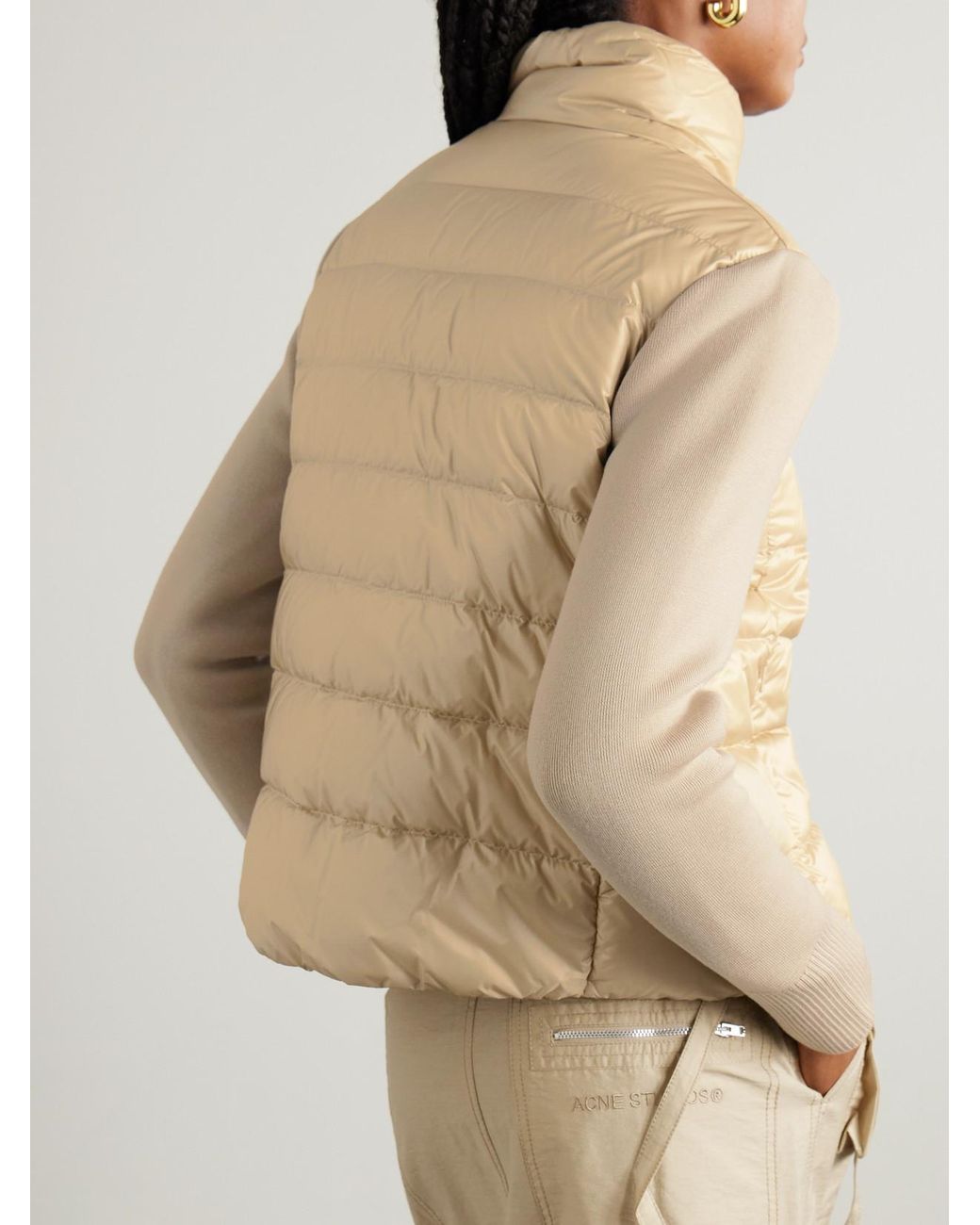 Moncler Natural Apliquéd Wool And Quilted Shell Down Cardigan