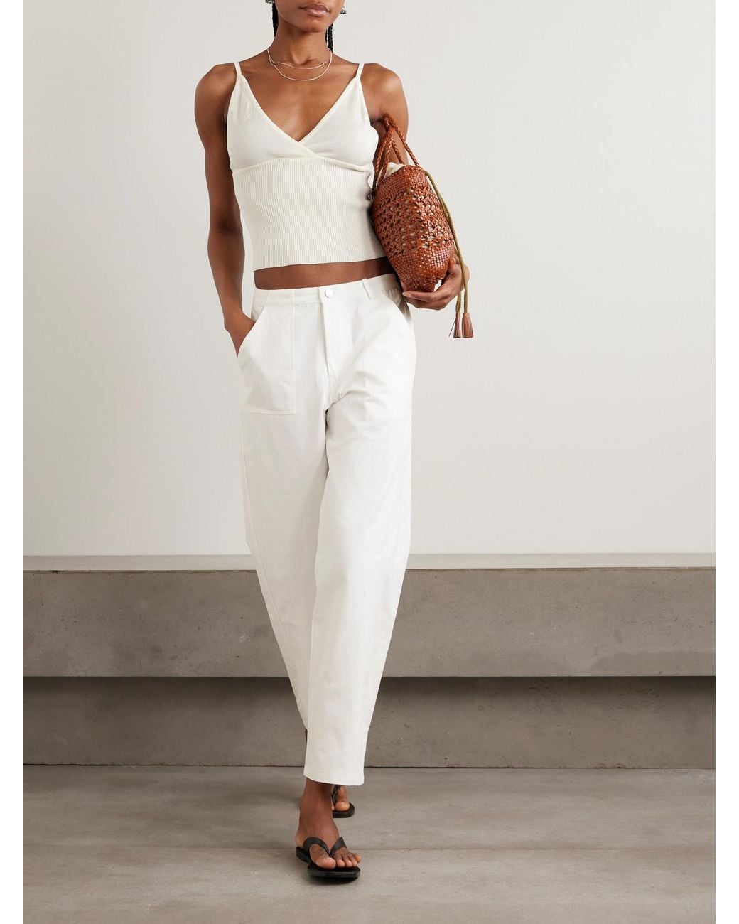 Deiji Studios White Pocket Organic Wide-Leg Jeans
