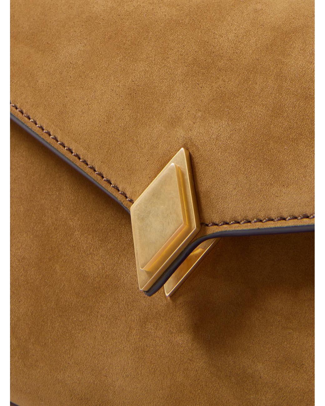 Metier Brown Edge Embellished Suede Clutch