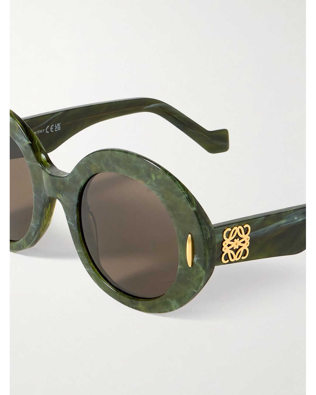 Loewe Green Round-Frame Marbled Acetate Sunglasses