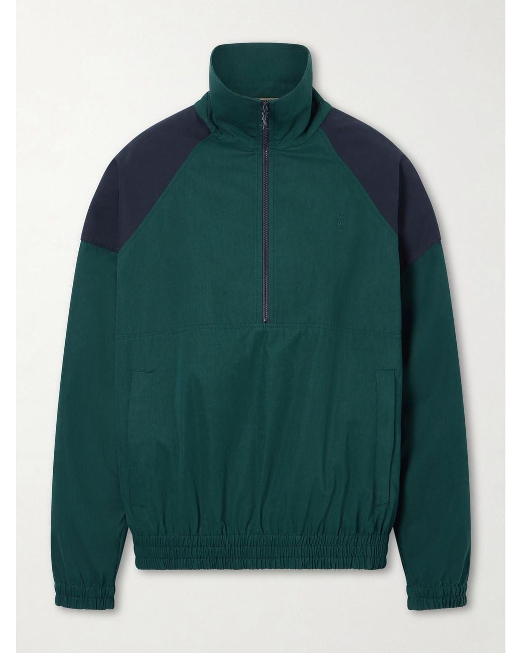 Saint Laurent Green Cotton Half-Zip Jacket