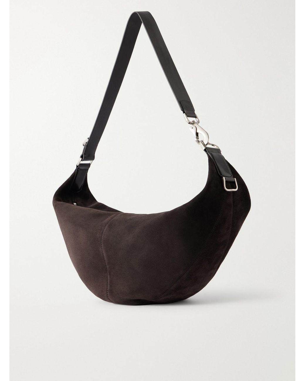 Lemaire Black Quiver Clip Mini Leather-Trimmed Suede Shoulder Bag