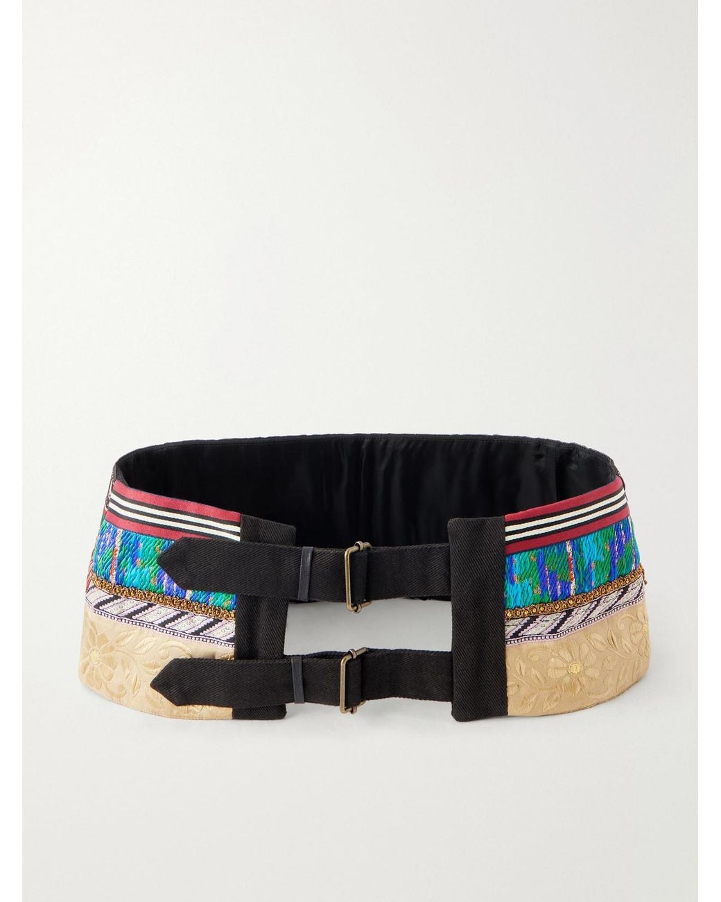 Dries Van Noten Multicolor Embellished Cotton-Twill Belt