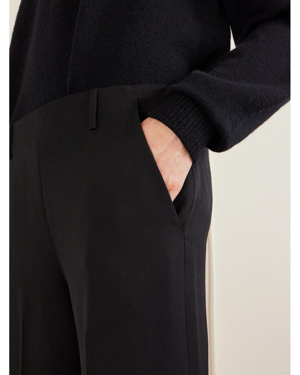 Khaite Blue Grenare Wool Straight-Leg Pants