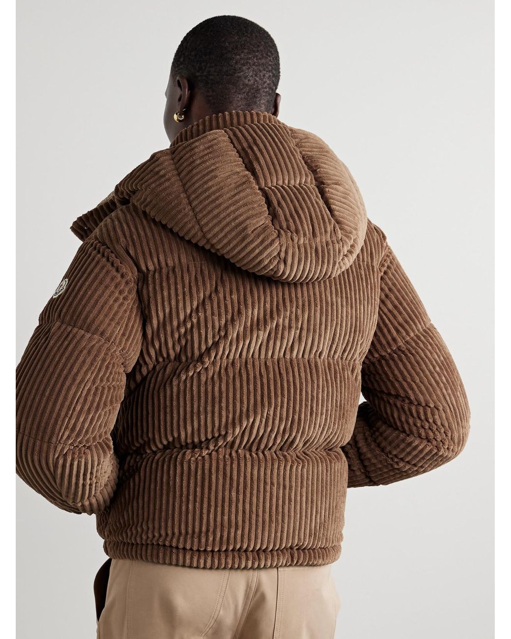 Moncler Brown Daos Hooded Padded Quilted Corduroy Down Jacket