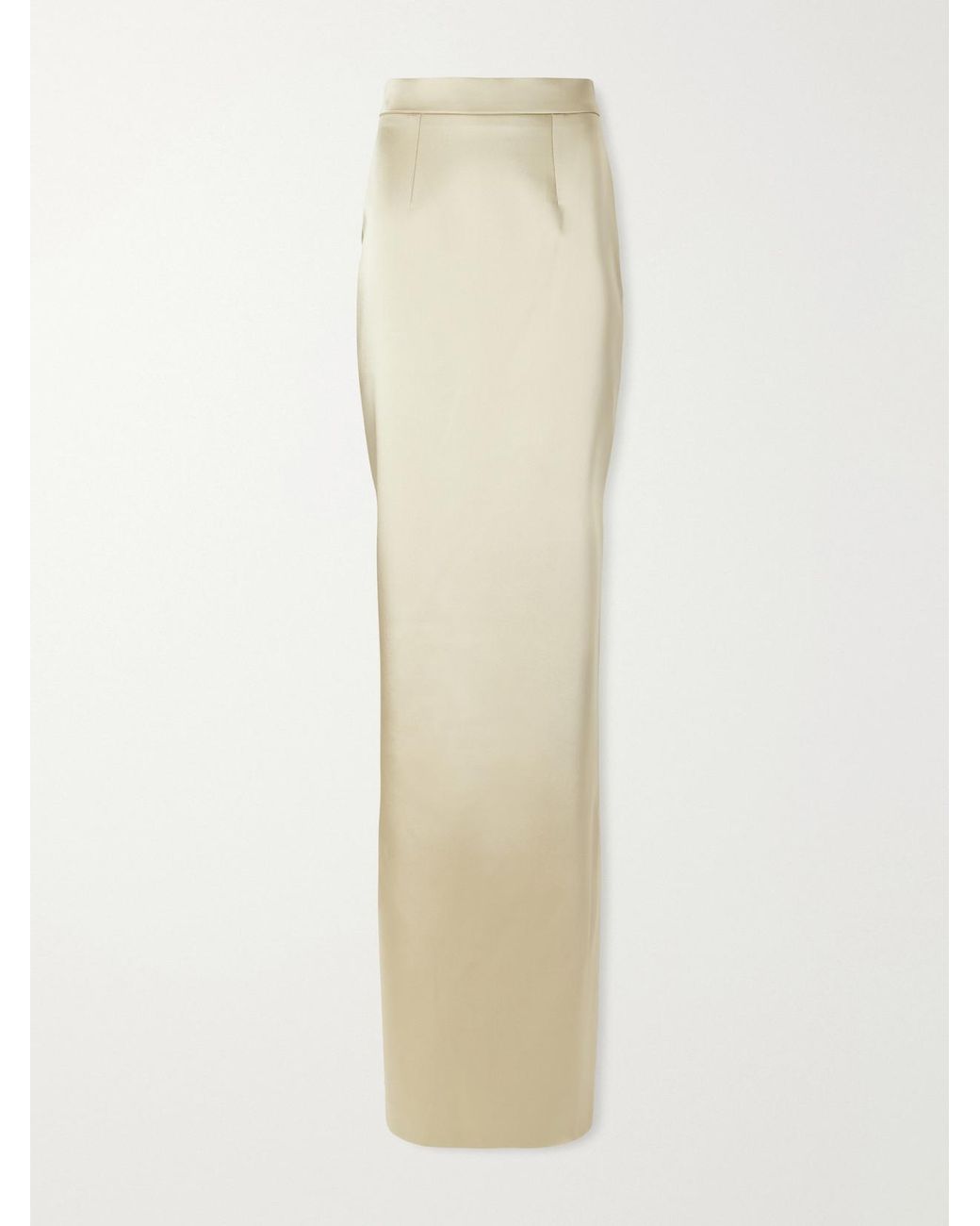 Ilkyaz Ozel White Sirena Satin Maxi Skirt