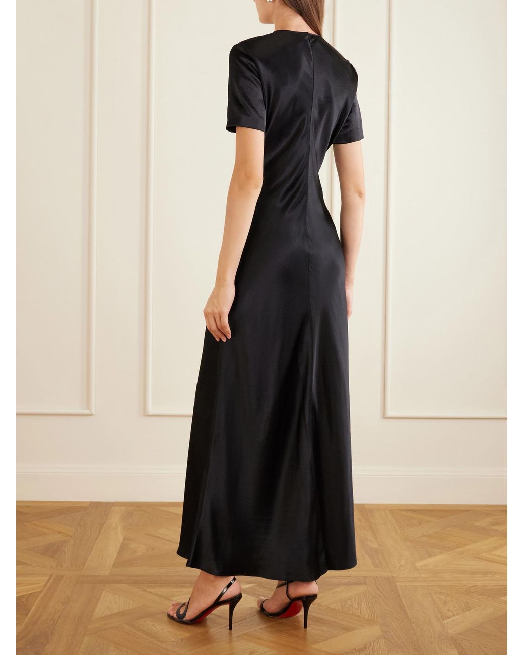 FFORME Black Akriti Satin-Crepe Maxi Dress