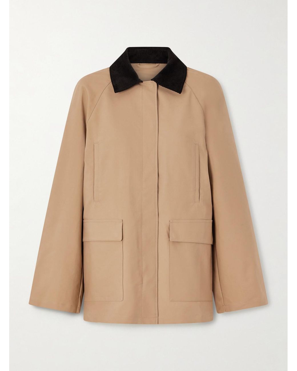 Totême Natural Summer Country Corduroy-Trimmed Coated-Canvas Jacket