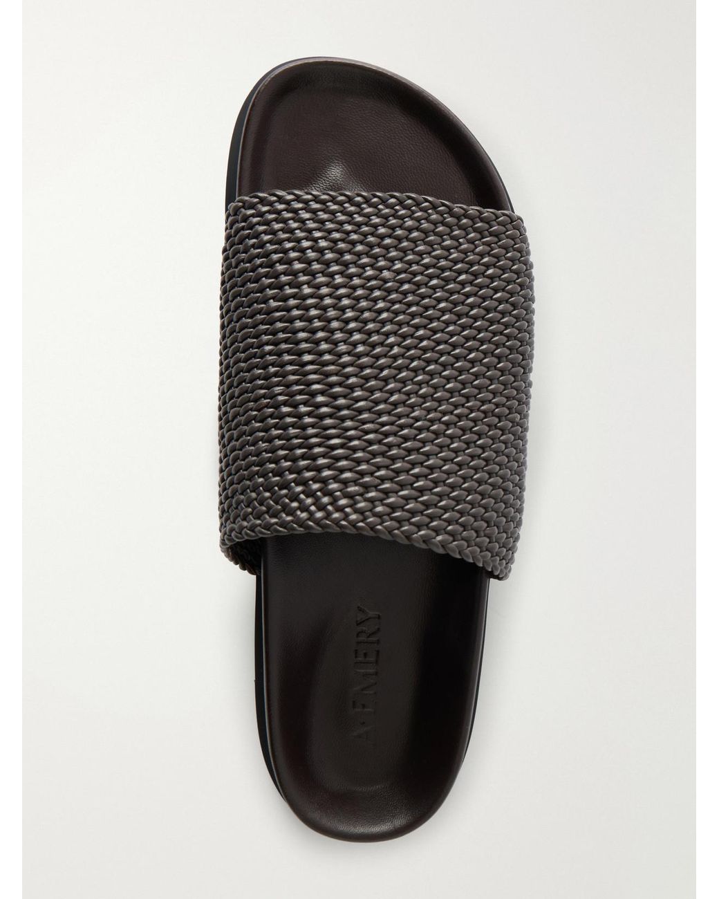 A.Emery Black Luca Woven Leather Slides