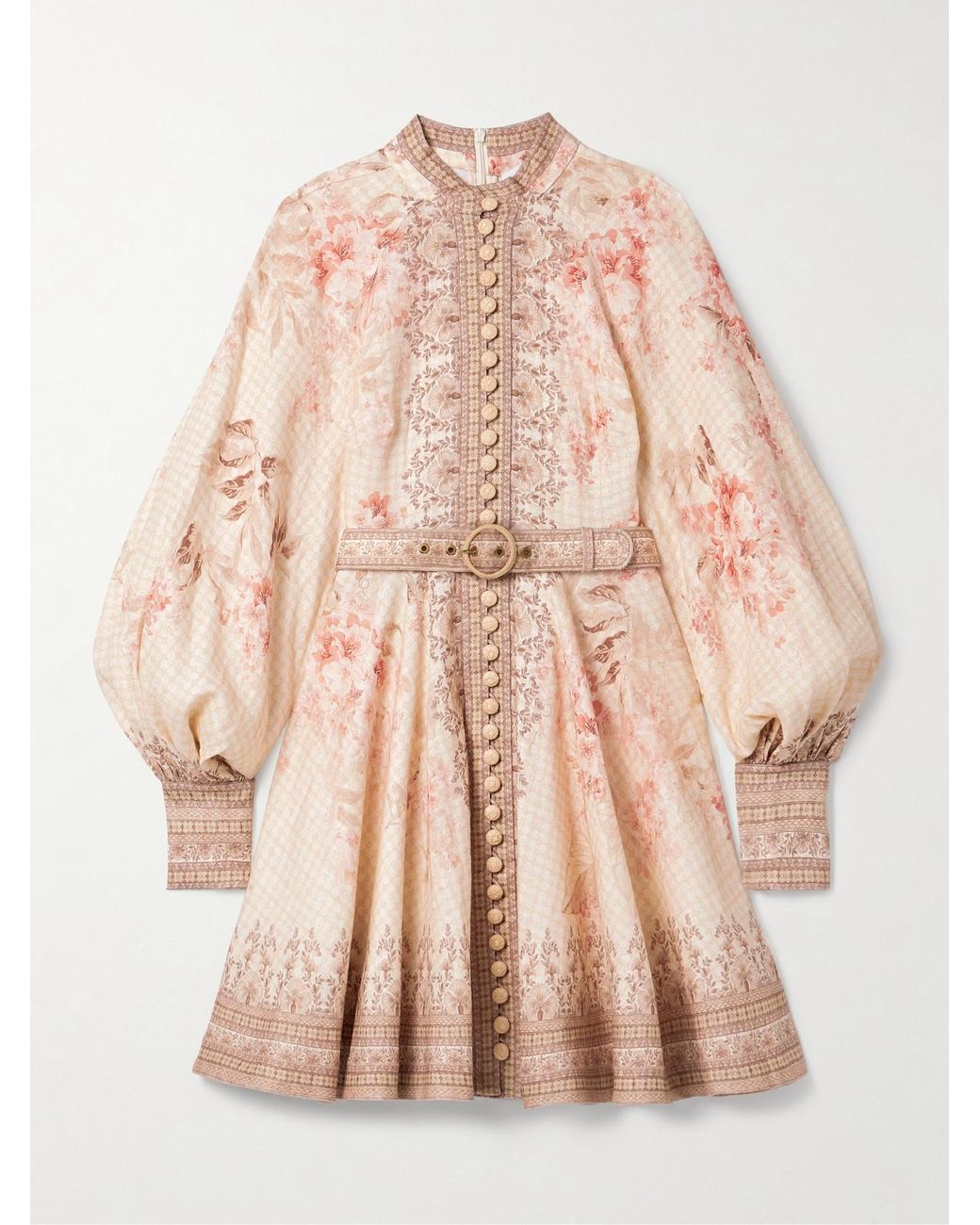 Zimmermann Illuminate Belted Printed Linen Mini Dress in Natural | Lyst Zimmermann Illuminate Belted Printed Linen Mini Dress in Natural | Lyst