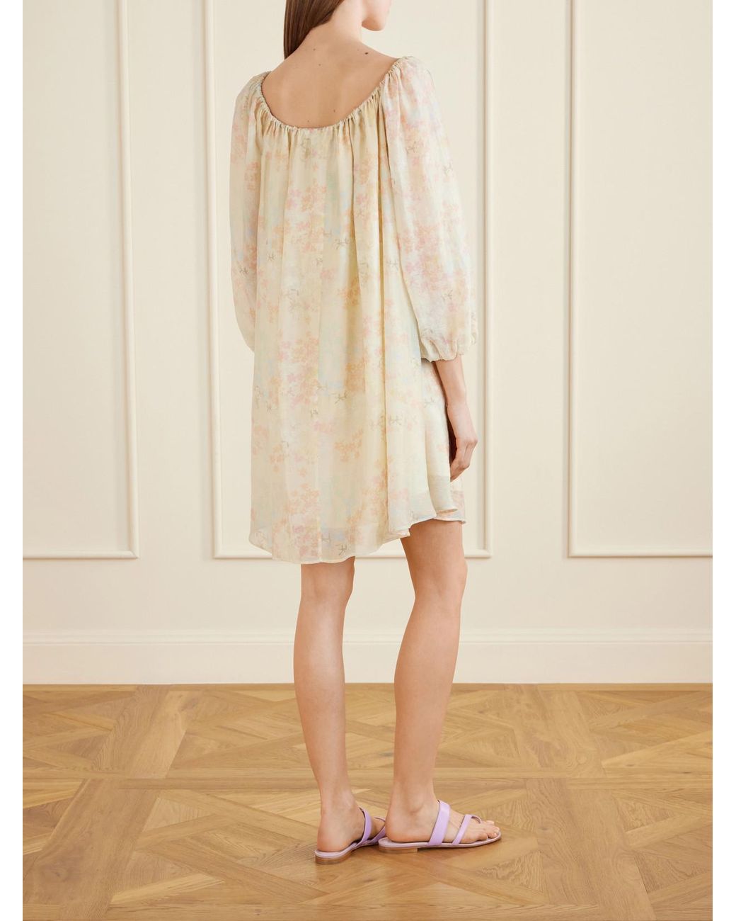 BERNADETTE Natural Bonnie Floral-Print Lyocell-Blend Mini Dress