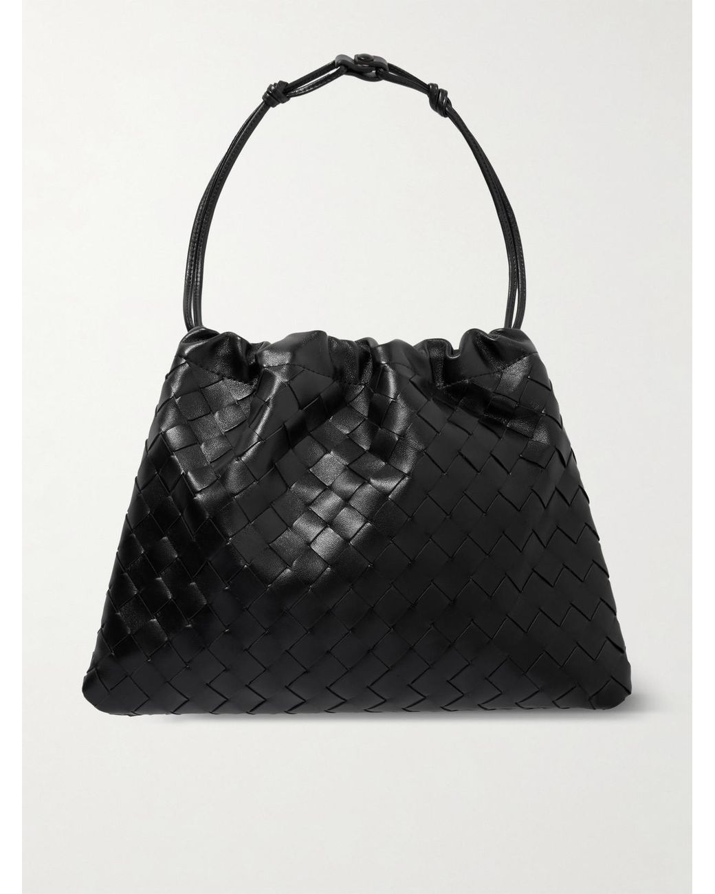 Bottega Veneta Black Dustbag Medium Intrecciato Leather Clutch