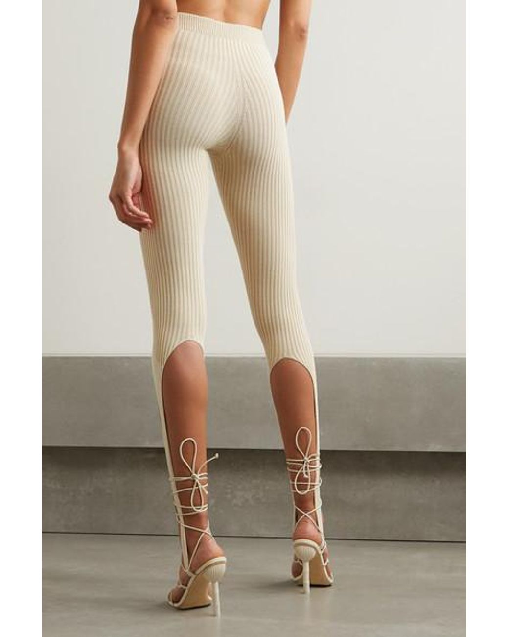 White top stirrup leggings