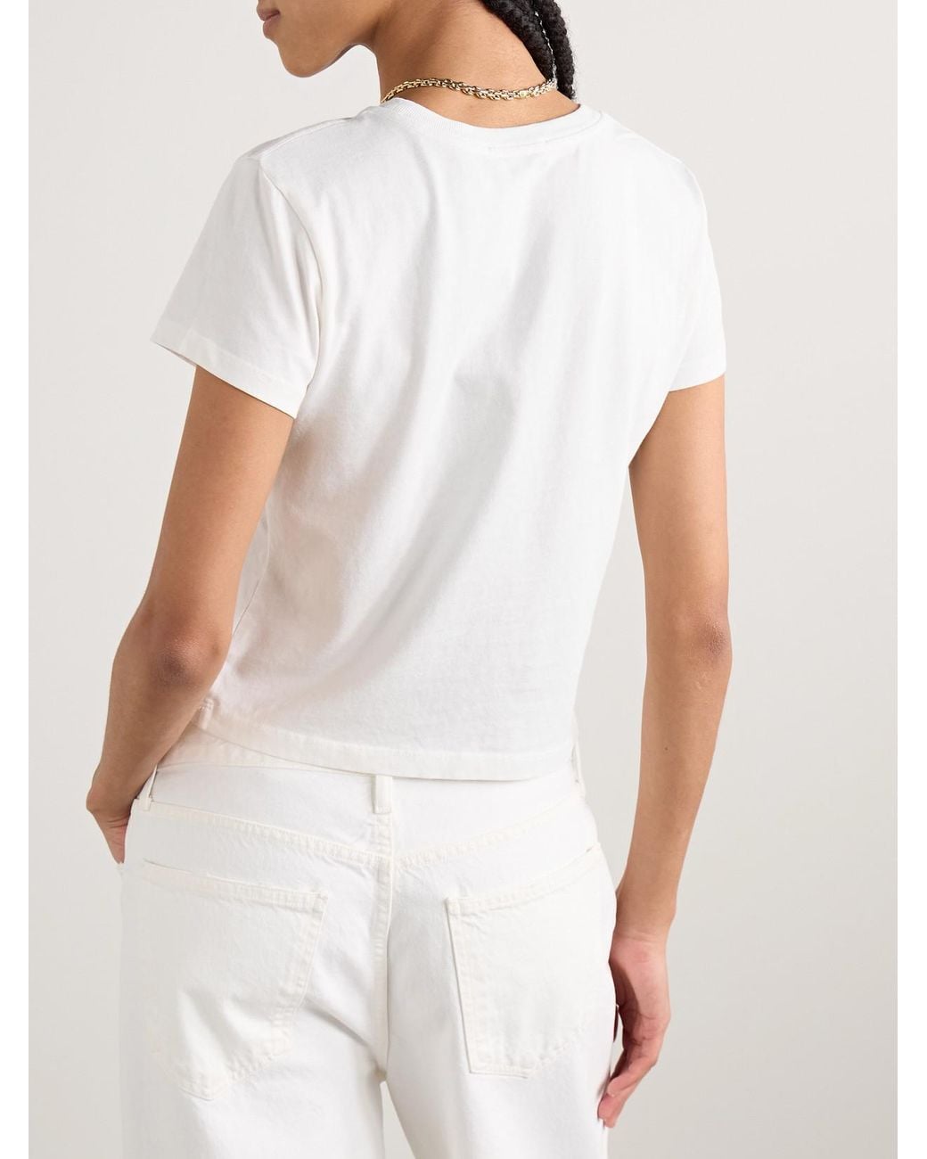 Agolde White Adine Cropped Organic Cotton-Jersey T-Shirt