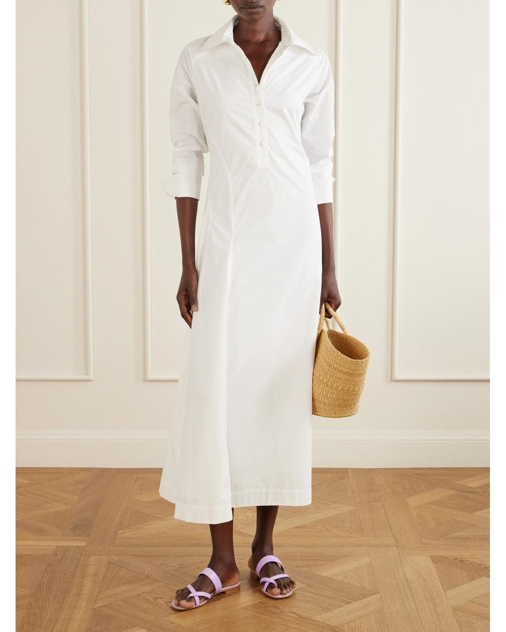 Rosie Assoulin White Groovy Cotton-Poplin Maxi Dress