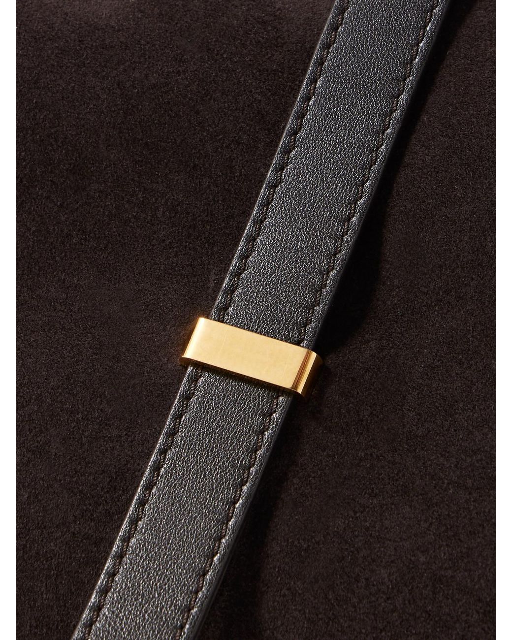 Nili Lotan White Jane Leather-Trimmed Suede Shoulder Bag