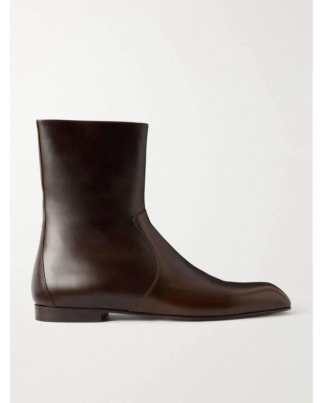 Khaite Brown Leather Ankle Boots