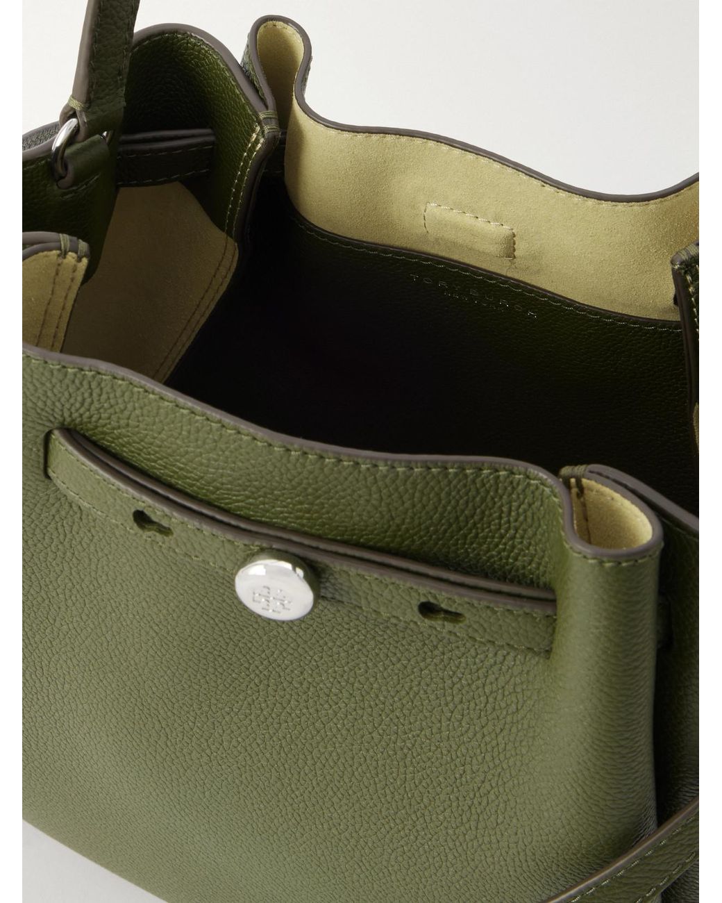 Tory Burch Green Romy Leather Bucket Bag