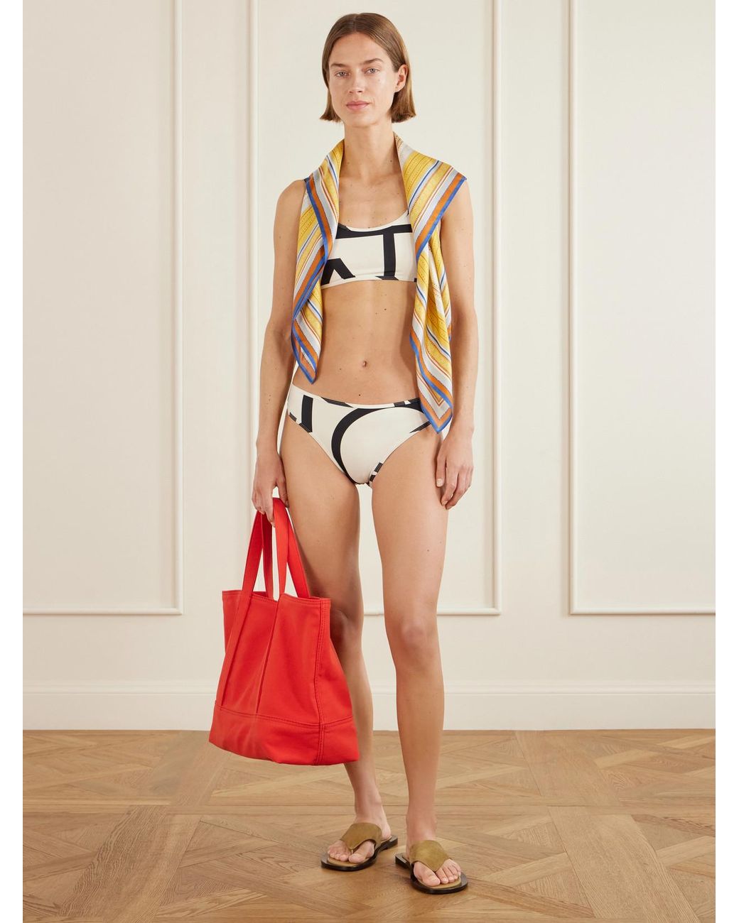 Totême Black Monogram Printed Bikini Briefs