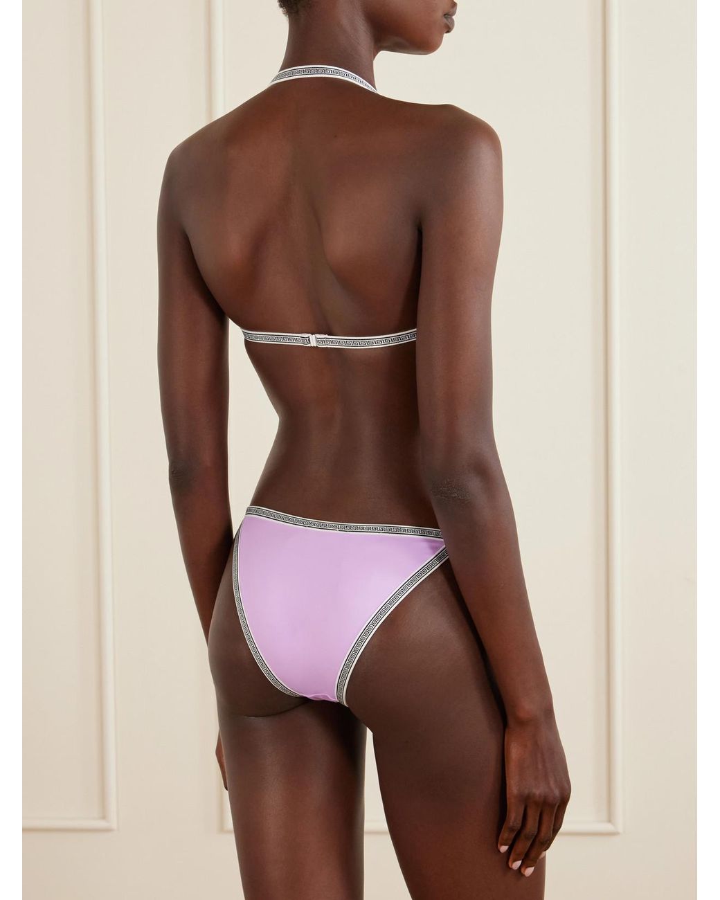 Versace Purple Greca-Embroidered Bikini Briefs