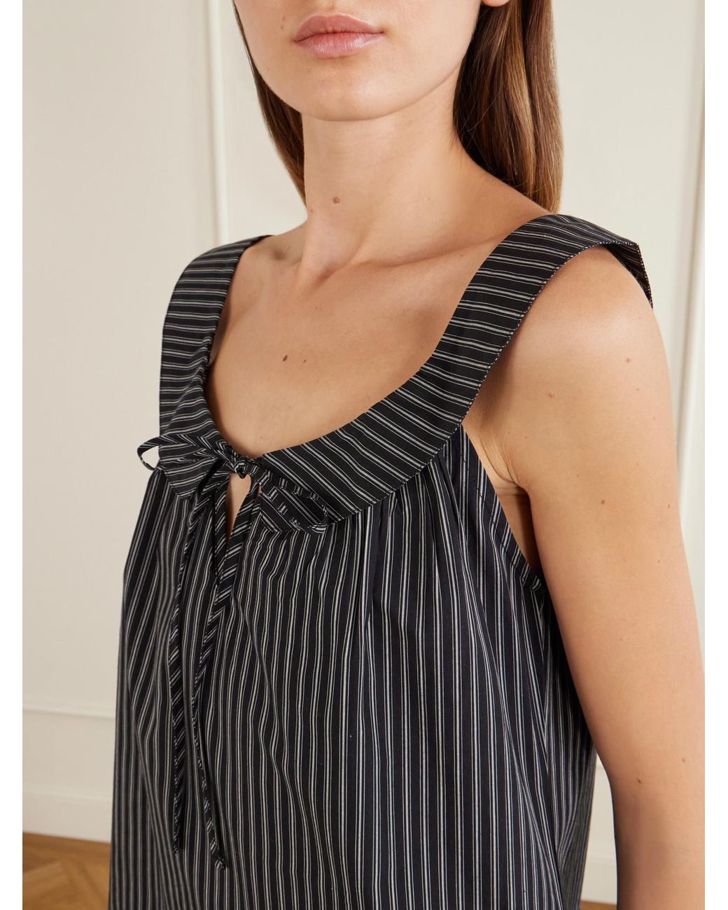 Deiji Studios Black Striped Organic Cotton-Poplin Mini Dress