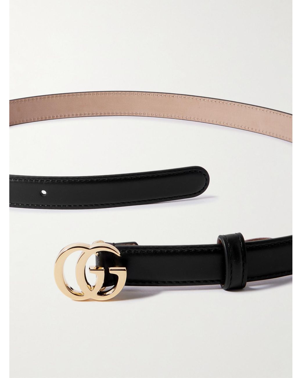Gucci Black Flat Marmont Gg Leather Belt